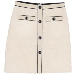 Maje Decorative-Button Tweed Mini Skirt -Off white/ecru size FR40